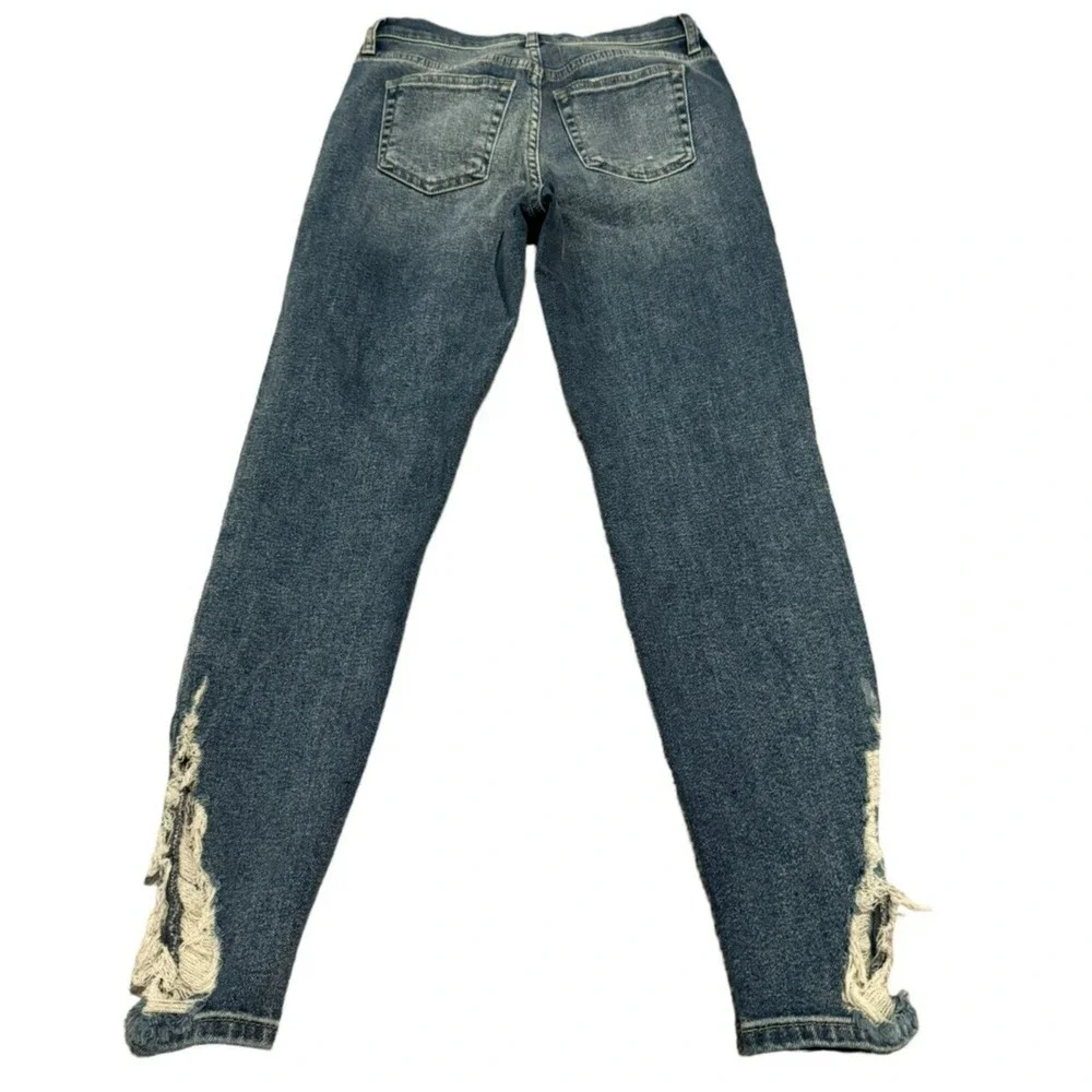 Free People Blue Distressed Straight Jeans Womens Size 26 - Picture 2 of 6